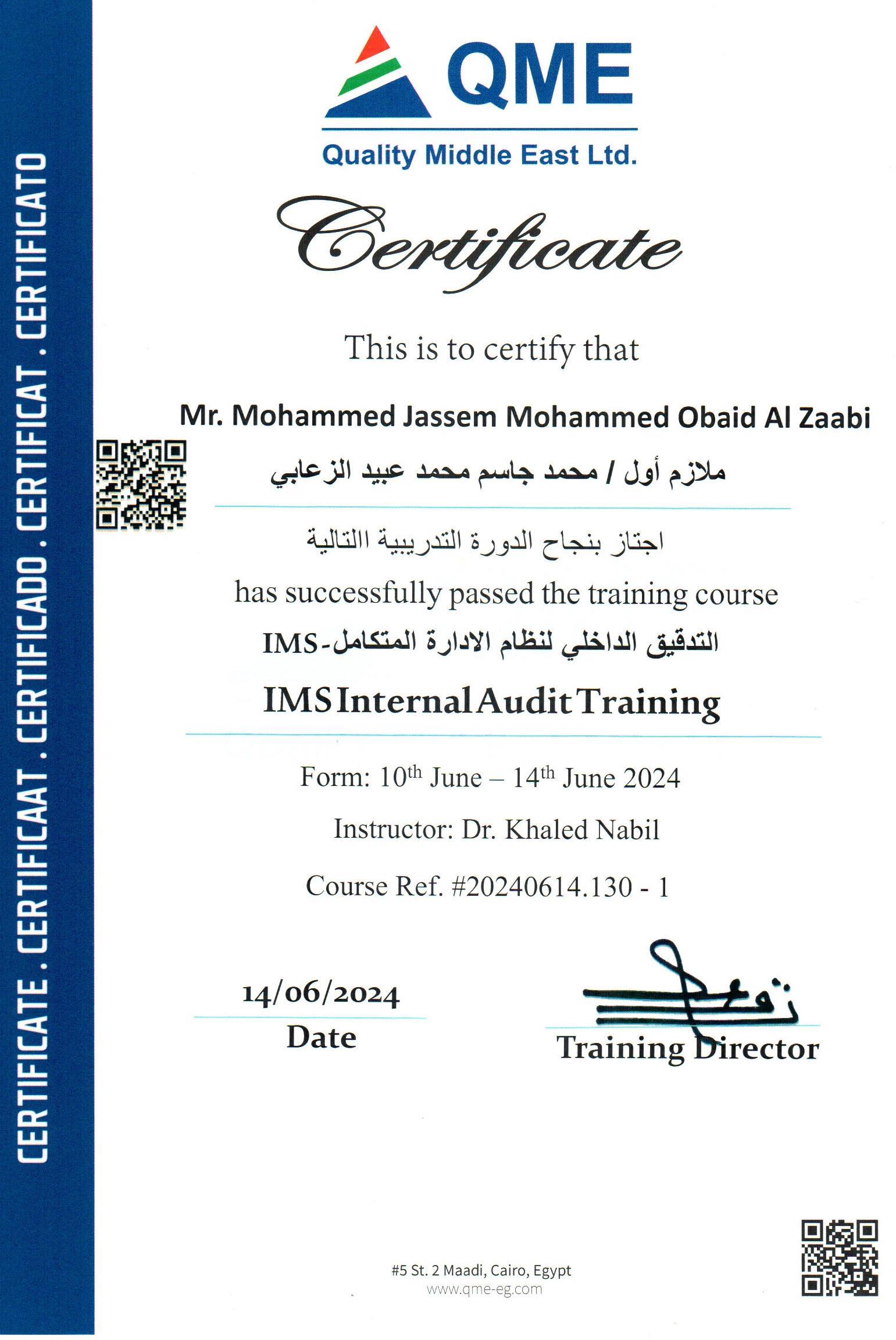 Mr. Mohammed Jassem Mohammed Obaid Al Zaabi