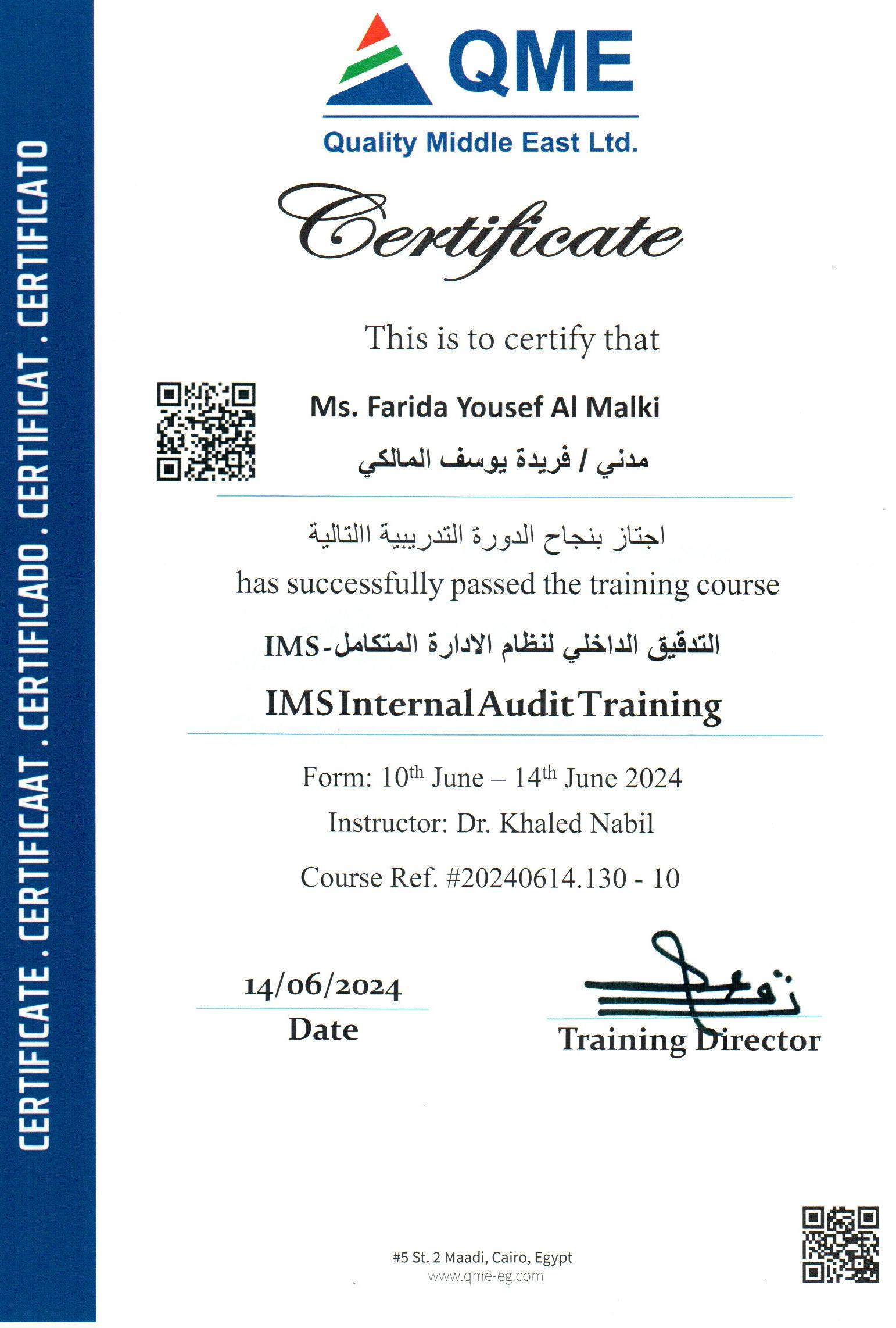 Ms. Farida Yousef Al Malki