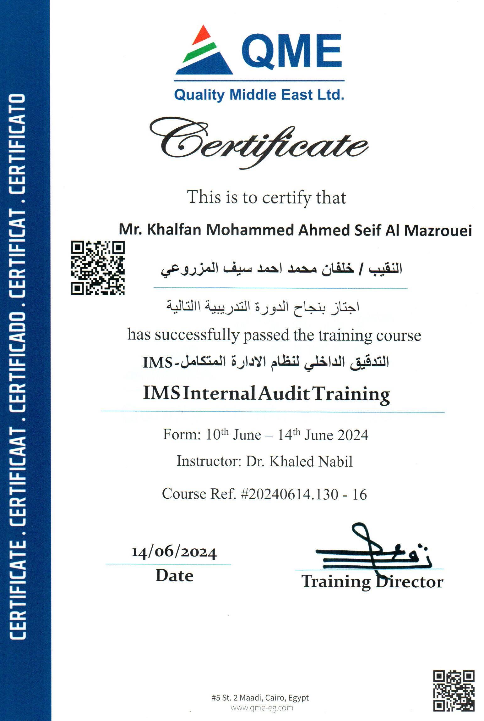 Mr. Khalfan Mohammed Ahmed Seif Al Mazrouei