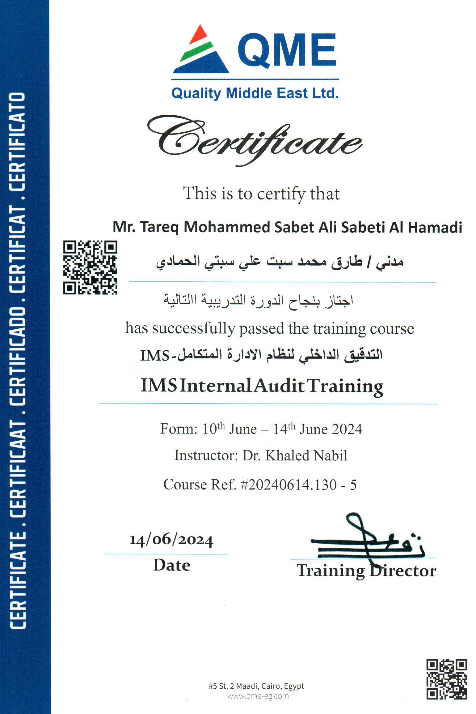 Mr. Tareq Mohammed Sabet Ali Sabeti Al Hamadi